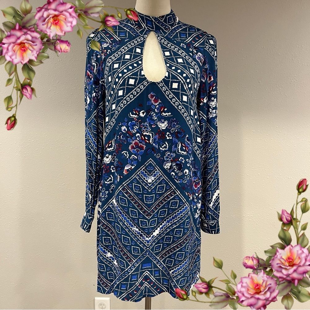 Express long sleeve a-line mini floral dress